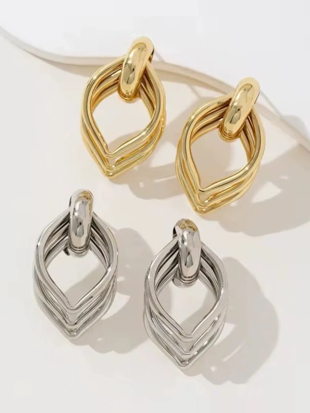 ***Exquisite  Gold Layered Teardrop Hoop Earrings